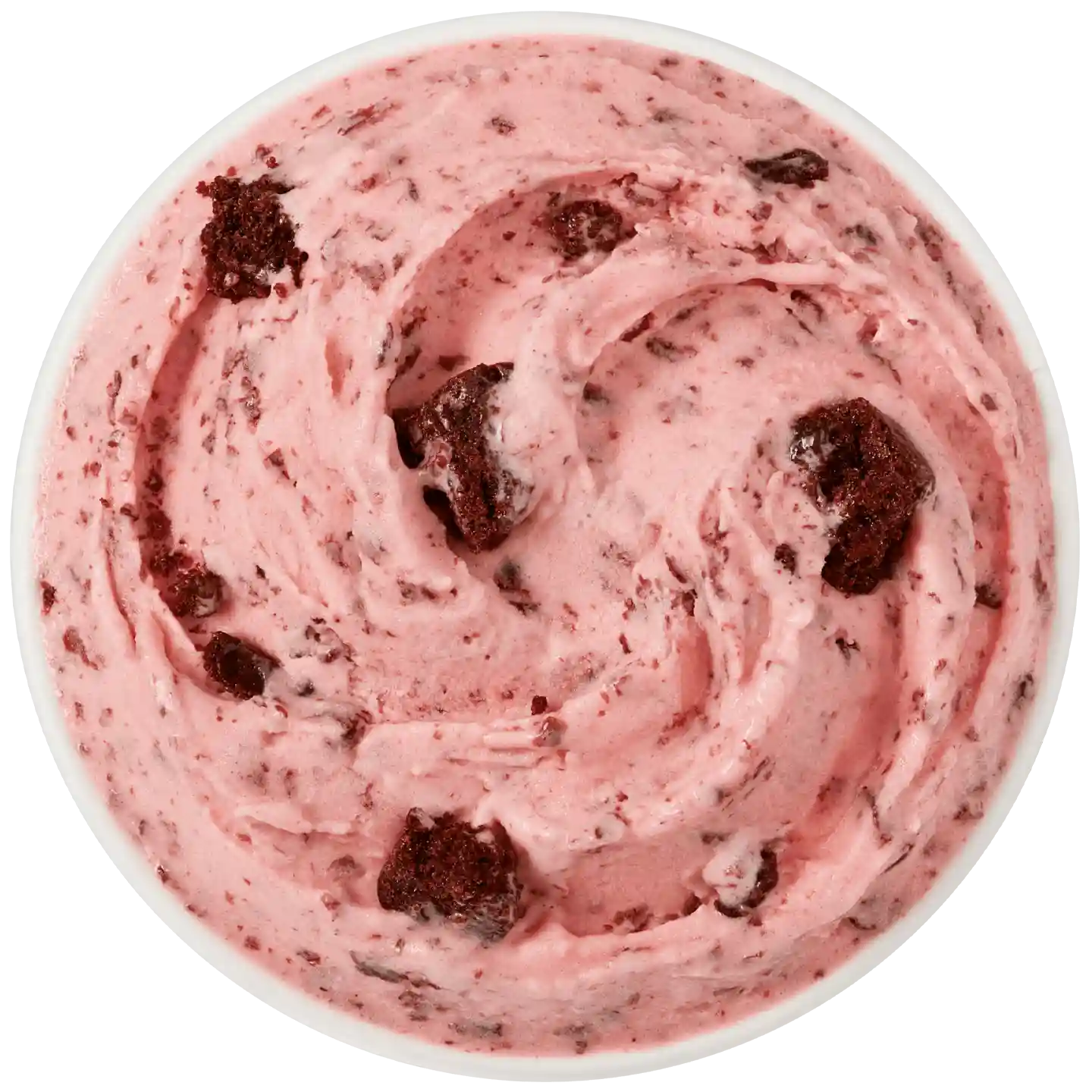 Cereza Negra Brownie Blizzard de DQ con cuchara roja.